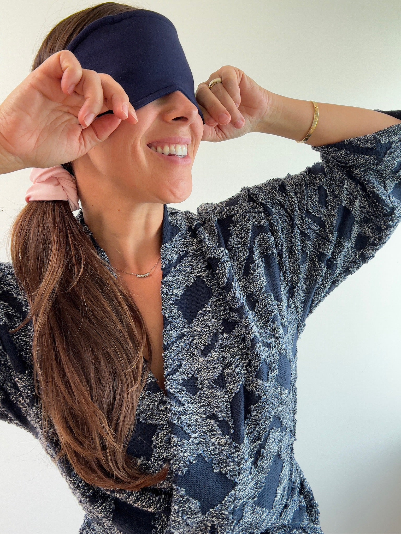reverie robe with scrunchie eye mask set in pink