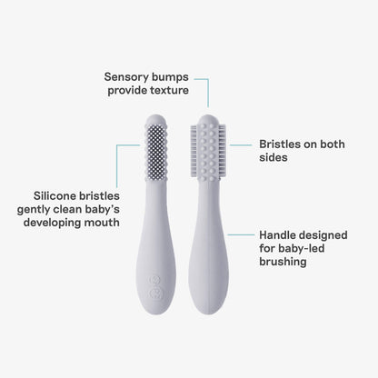 Baby-Led™ Toothbrush + Tongue Depressor in Pewter