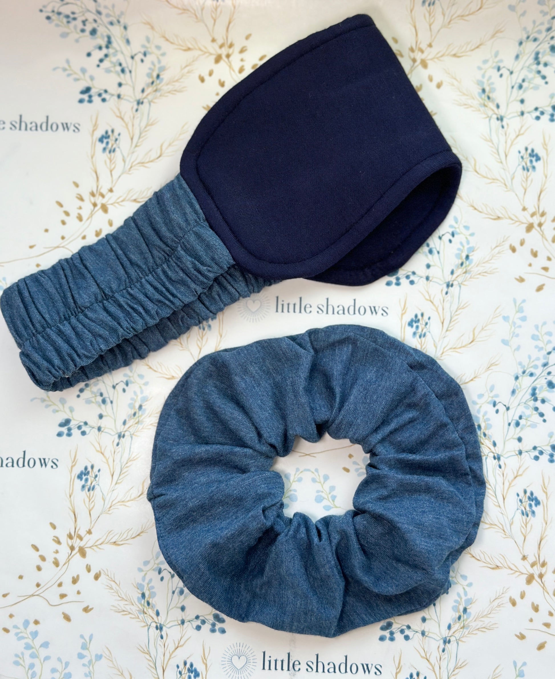 Little Shadows French Blue Eye Mask and Scrunchie side