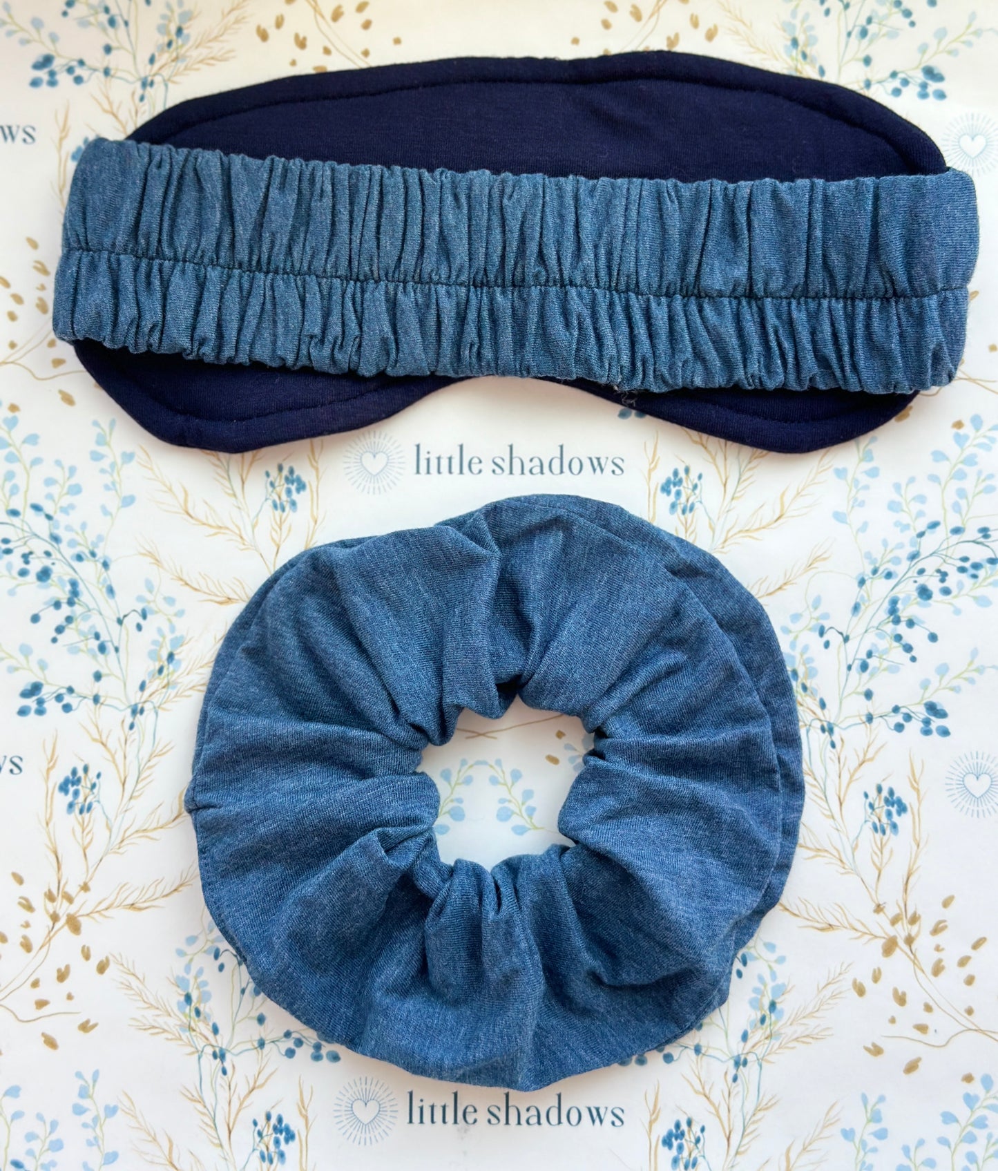 Little Shadows French Blue Eye Mask and Scrunchie back