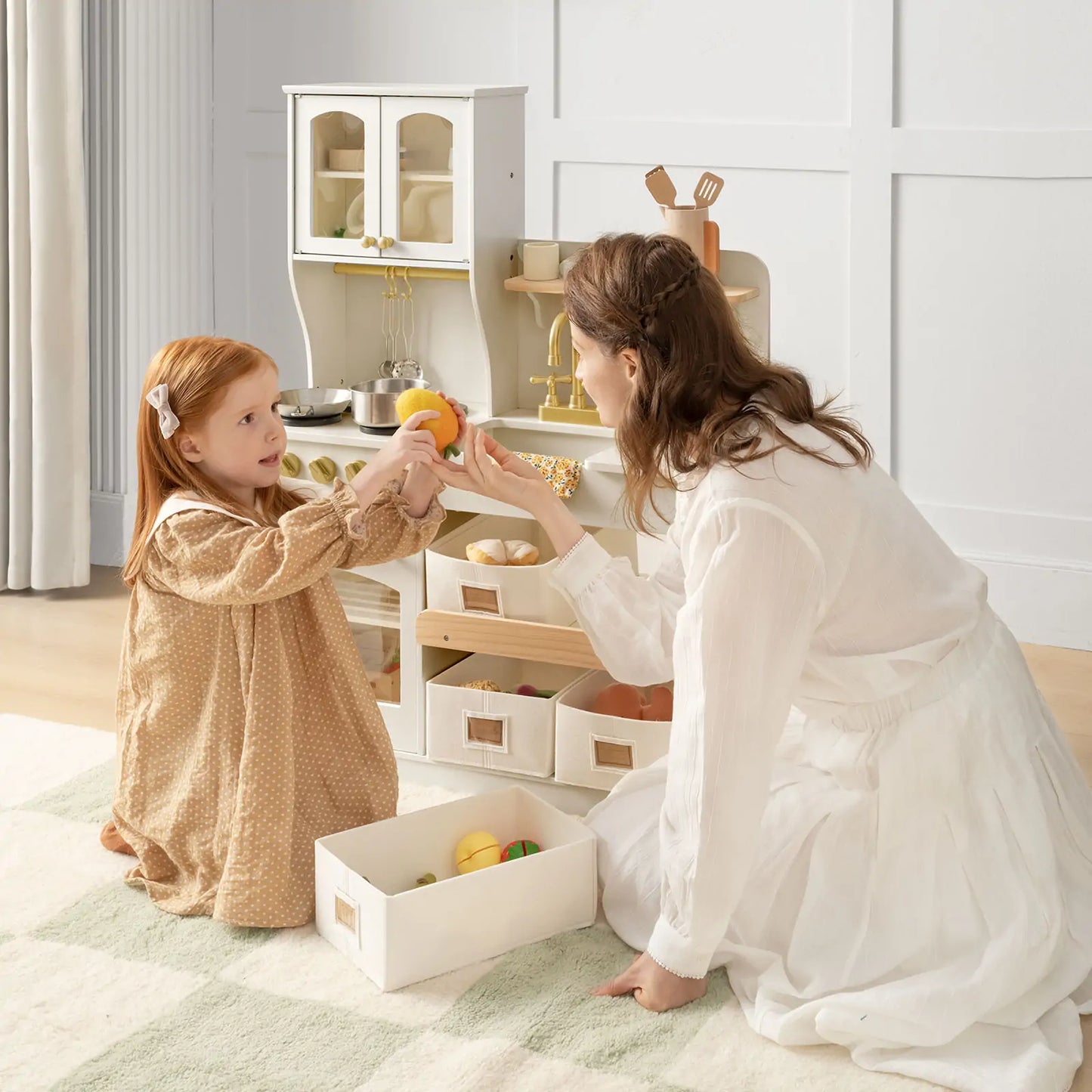 Tiny Land® Wooden Play Kitchen with Storage for Creative Toddlers